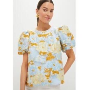 Tuckernuck Pomander Place NWT Jessamine Jacquard Lyla Blouse Light Blue Size XXL